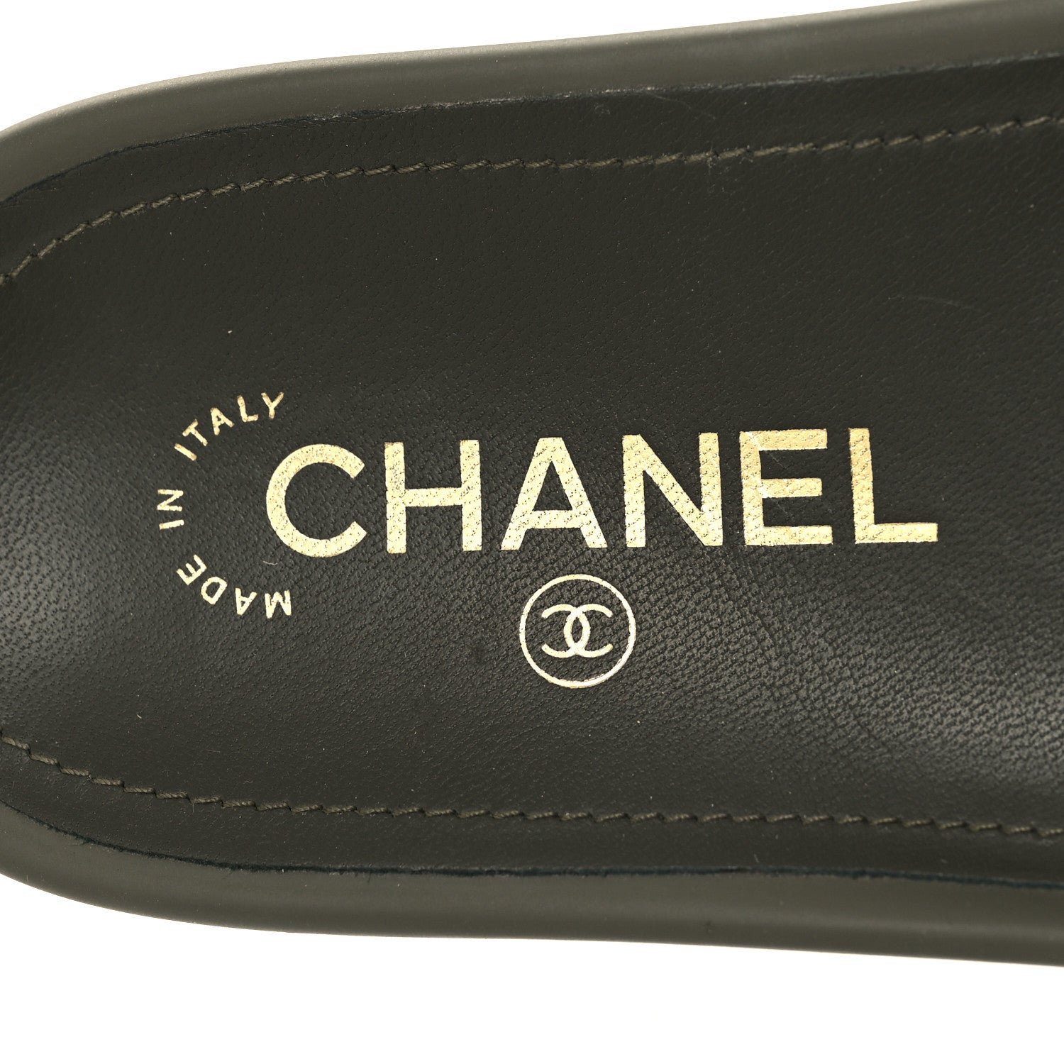 Chanel Canvas Chain Flat Sandals 37 Khaki 8 of 8