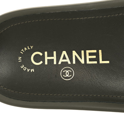 Chanel Canvas Chain Flat Sandals 37 Khaki 8 of 8