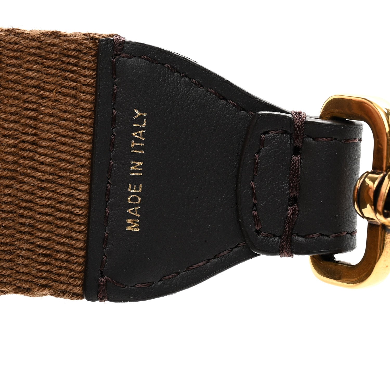 Fendi Ribbon Vitello Century FF 1974 Flat Studded Strap You Fango Marrone Ebano 4 of 5