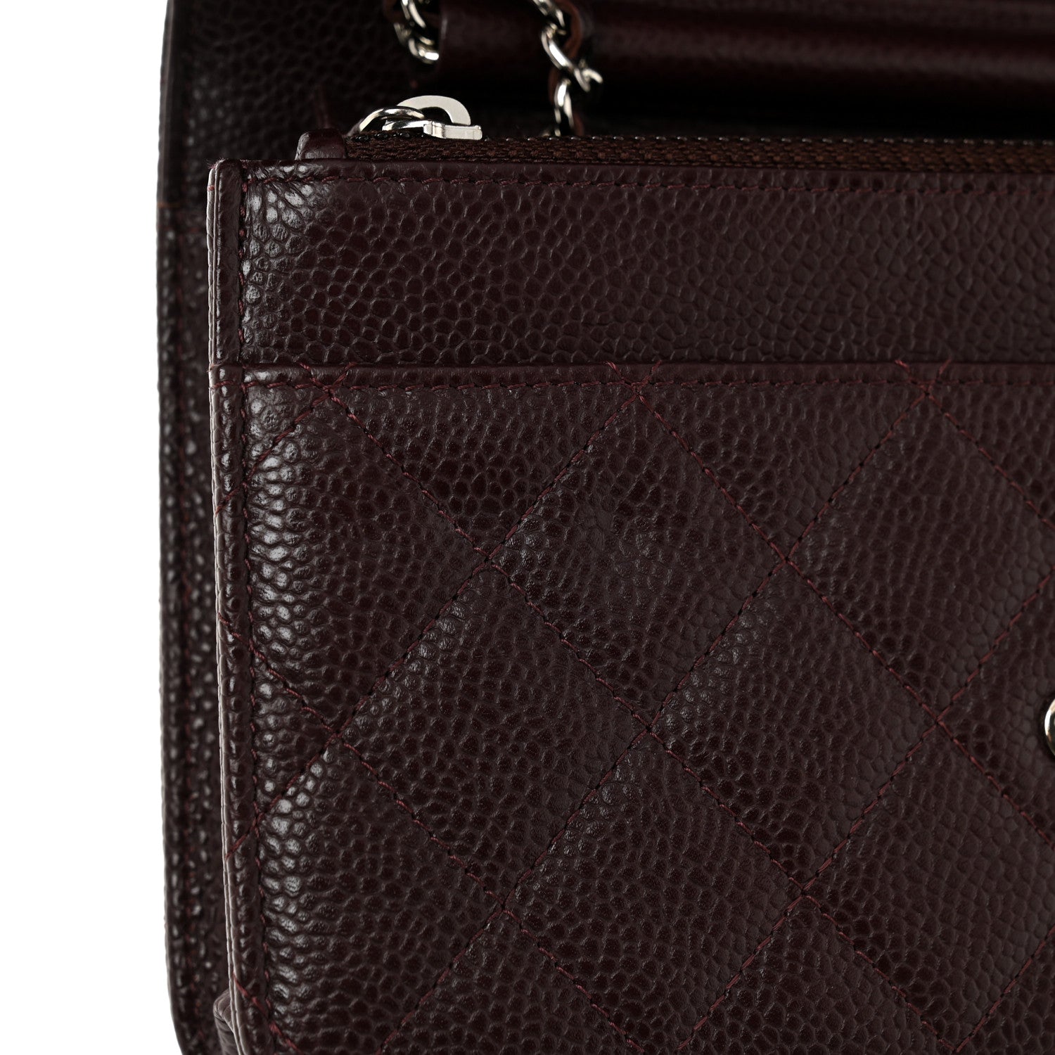 Chanel Caviar Quilted Wallet on Chain WOC Burgundy 12 of 12