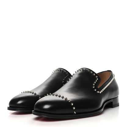 Christian Louboutin Calfskin Spike Mens Dandy Cloo Flat Loafers 42 Black Silver 3 of 7