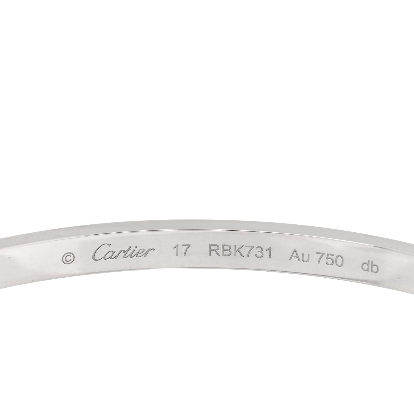 18K White Gold Small LOVE Bracelet 17