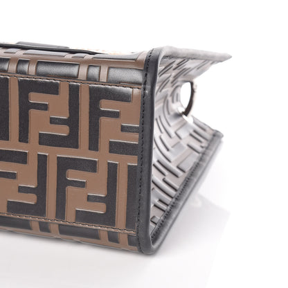 Fendi Vitello Century Wicker Bi-Color FF 1974 Embossed Small Runaway Shopper Tote Maya Black 9 of 9