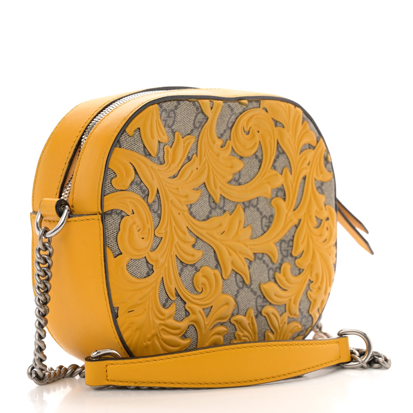 GG Supreme Monogram Arabesque Mini Chain Shoulder Bag Beige Yellow