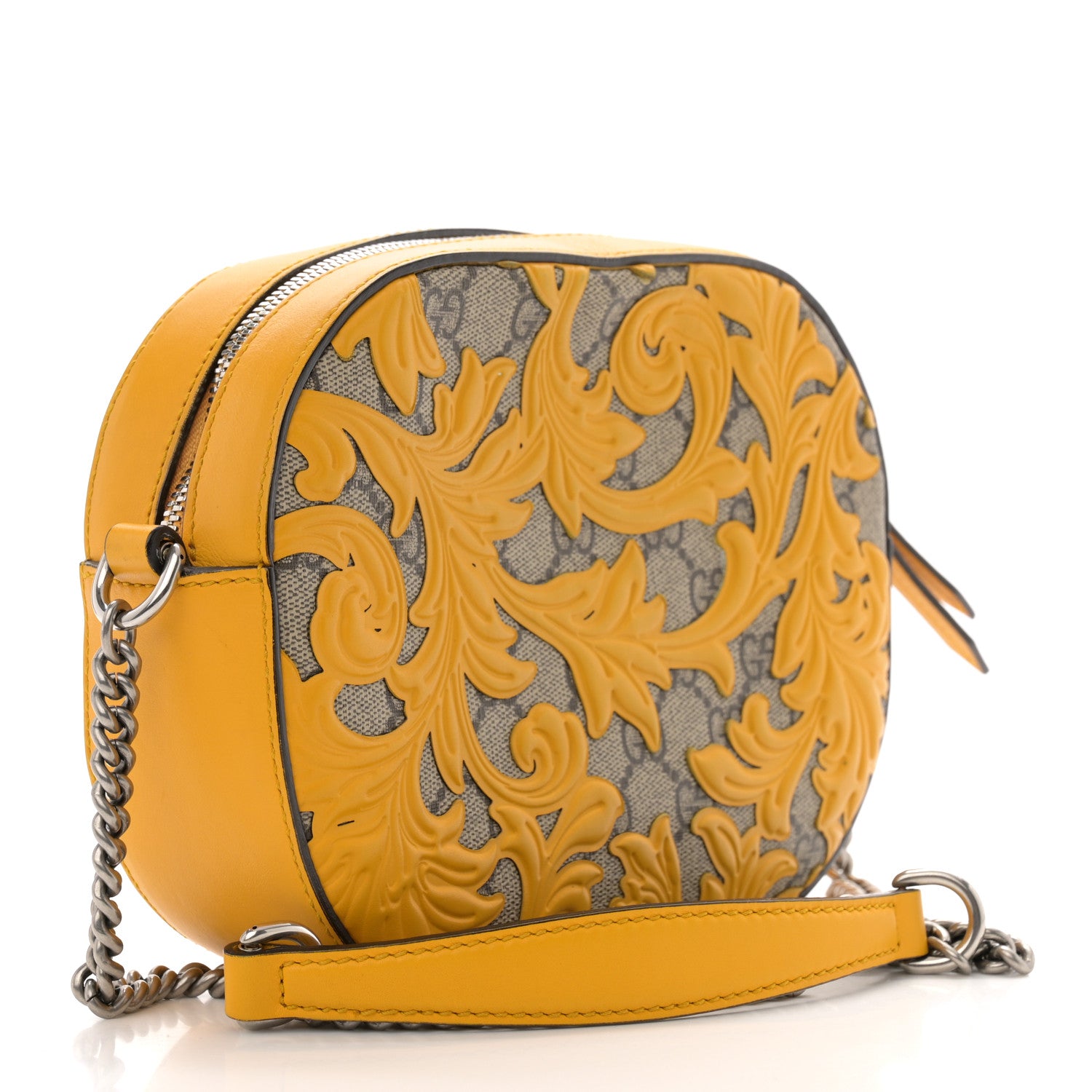 Gucci GG Supreme Monogram Arabesque Mini Chain Shoulder Bag Beige Yellow 3 of 13
