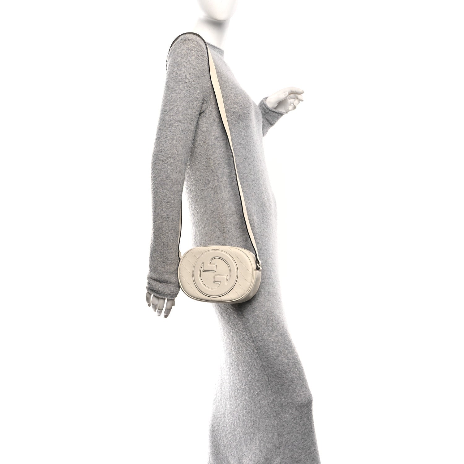 Gucci Sakai Be Green Calfskin Diagonal Stitched Mini Blondie Shoulder Bag Mystic White 2 of 10