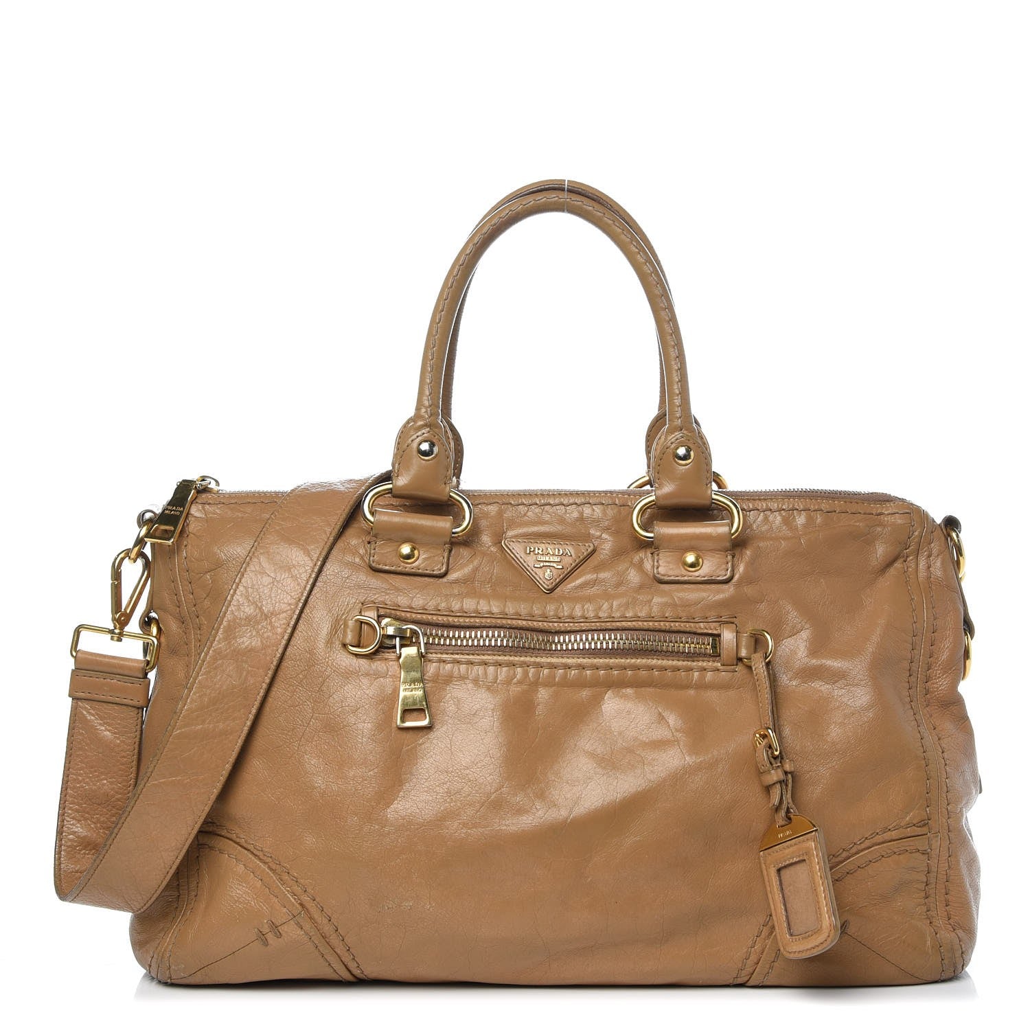 Prada Vitello Shine Shopping Satchel Giunco 1 of 13