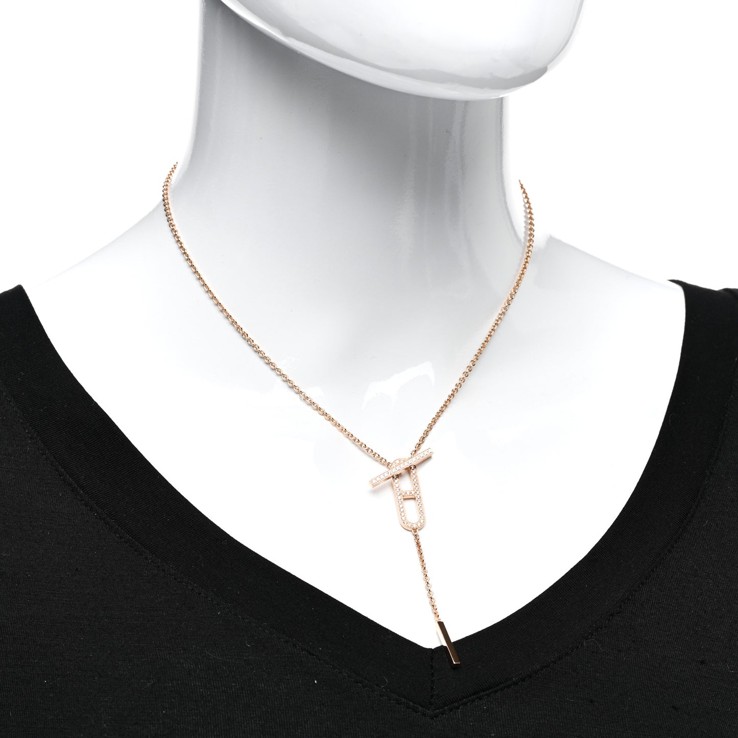 18K Rose Gold Diamond PM Ever Chaine D'Ancre Necklace ST