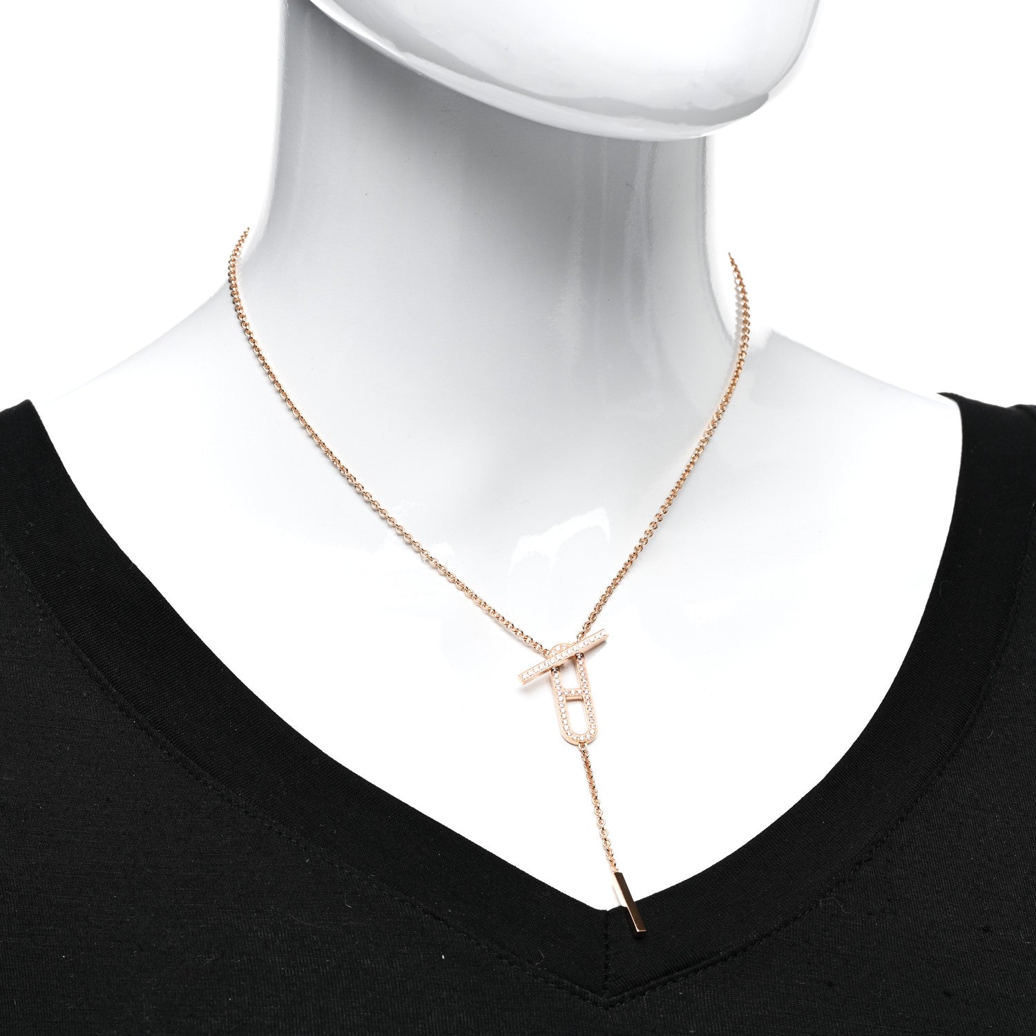 Hermes 18K Rose Gold Diamond PM Ever Chaine D'Ancre Necklace ST 2 of 5