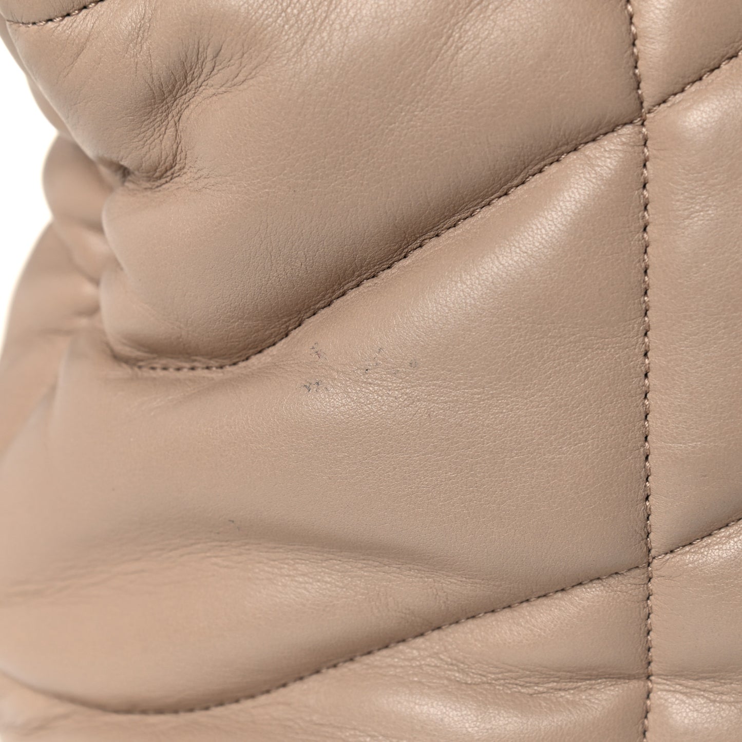 Lambskin Quilted Medium Loulou Puffer Monogram Chain Satchel Dark Beige