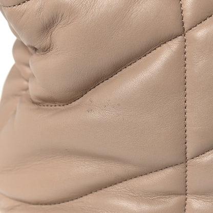 Saint Laurent Lambskin Quilted Medium Loulou Puffer Monogram Chain Satchel Dark Beige 15 of 16