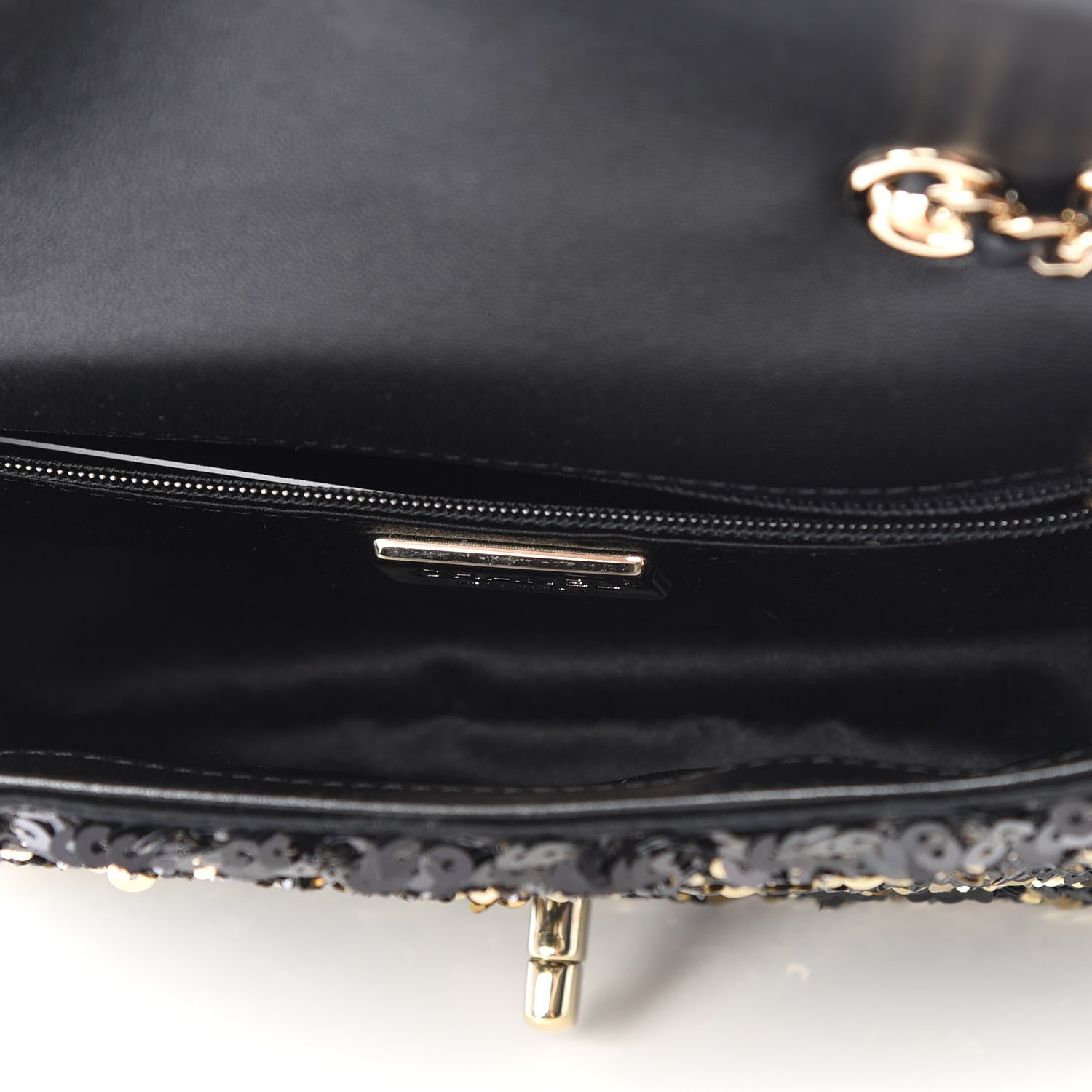 Chanel Sequin Striped Classic Mini Flap Black Gold 4 of 9