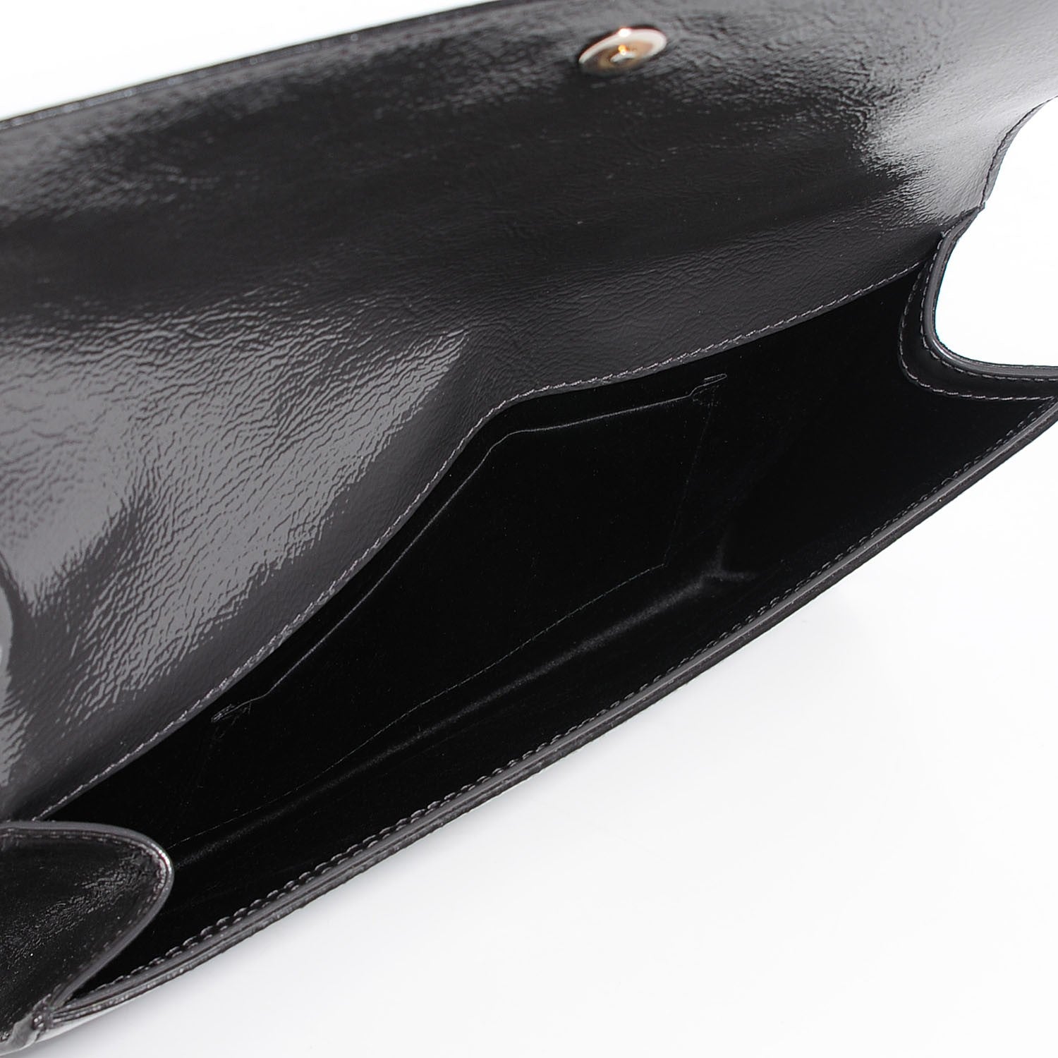 Saint Laurent Textured Patent Monogram Large Belle de Jour Clutch Grey 5 of 7