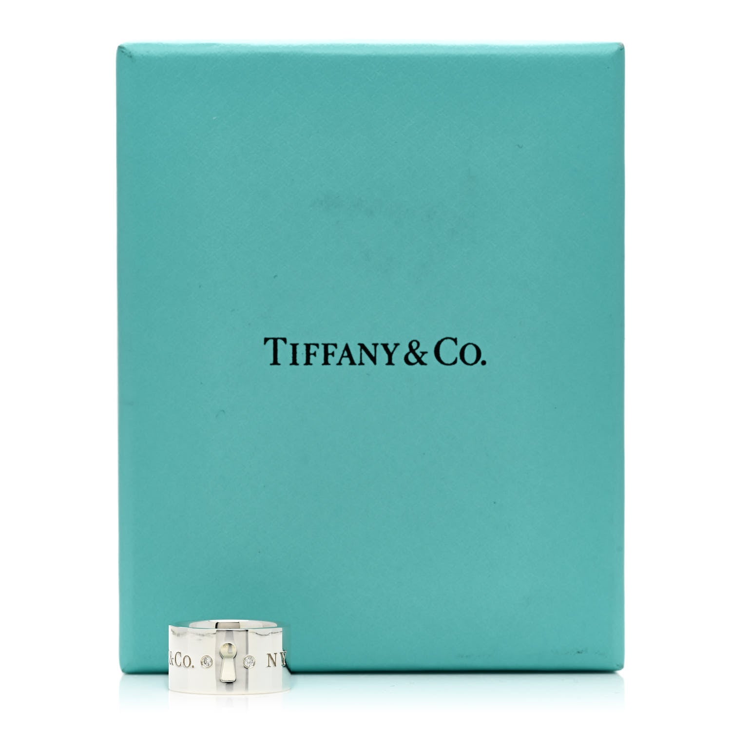 Tiffany Sterling Silver Diamond Wide Locks Band Ring 47 4 5 of 5