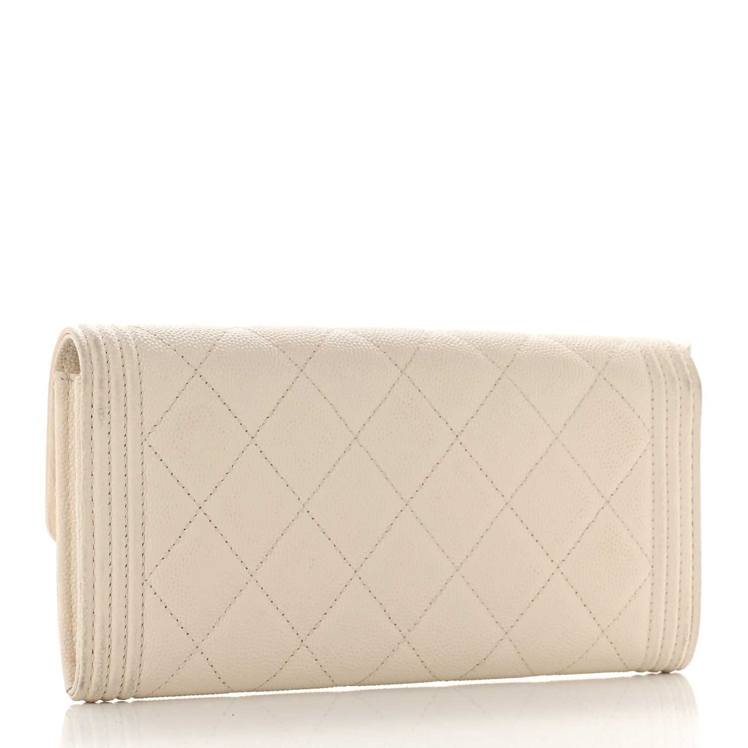 Chanel Caviar Quilted Large Boy Gusset Flap Wallet White 3 of 15