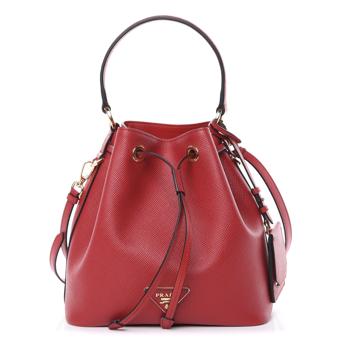 Saffiano Cuir Bucket Bag Fuoco