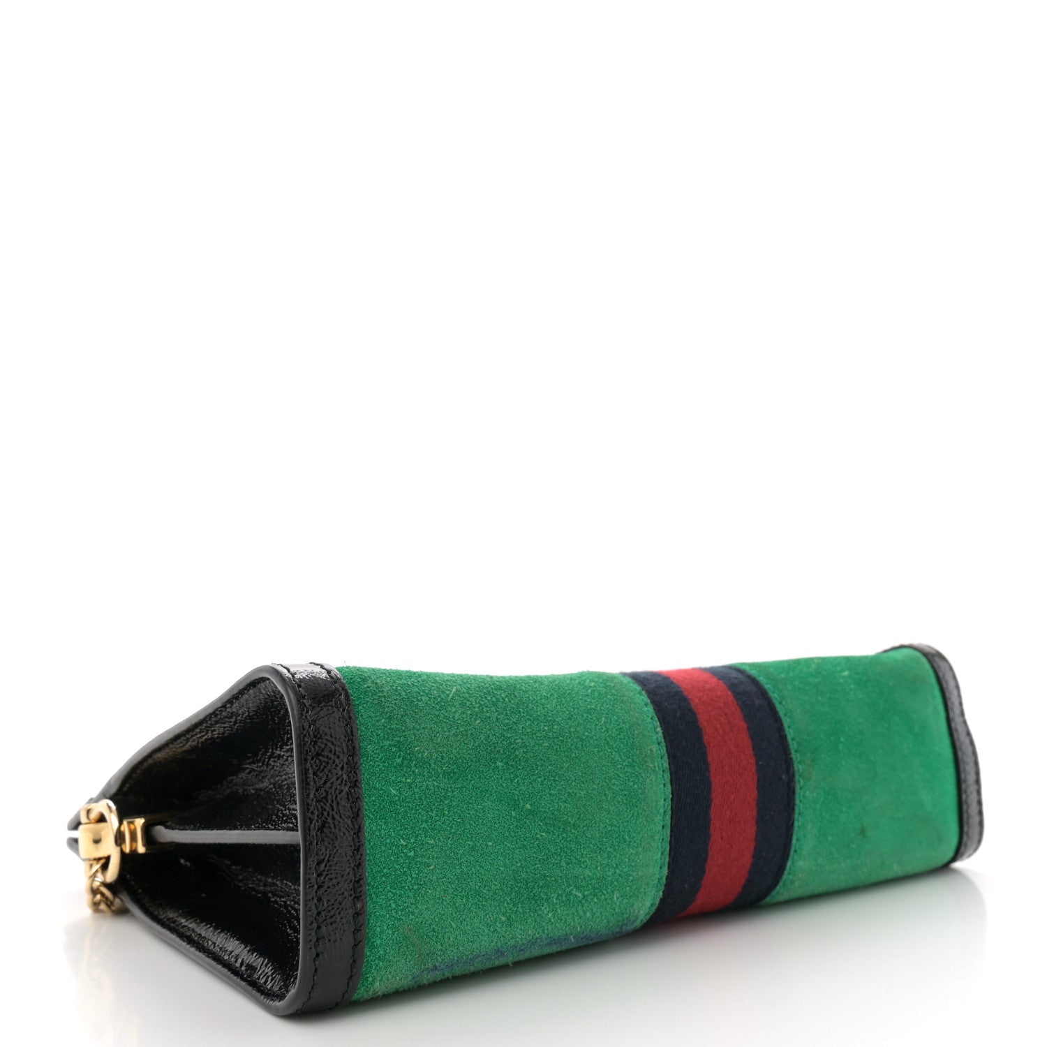 Gucci Suede Patent Web Medium Ophidia Chain Shoulder Bag New Shamarock Black 4 of 13