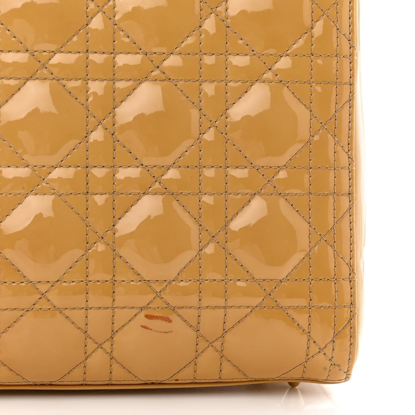 Patent Cannage Medium Lady Dior Beige