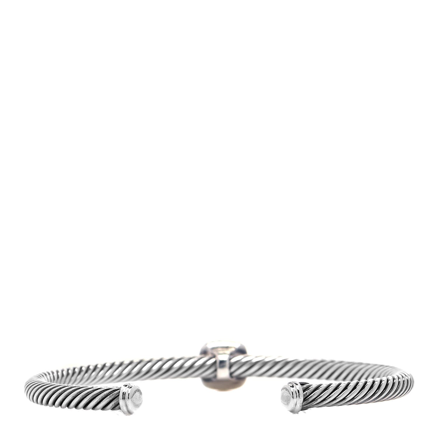 David Yurman Sterling Silver 18K Gold Blue Topaz 4mm Cable Classics Station Bracelet 3 of 4