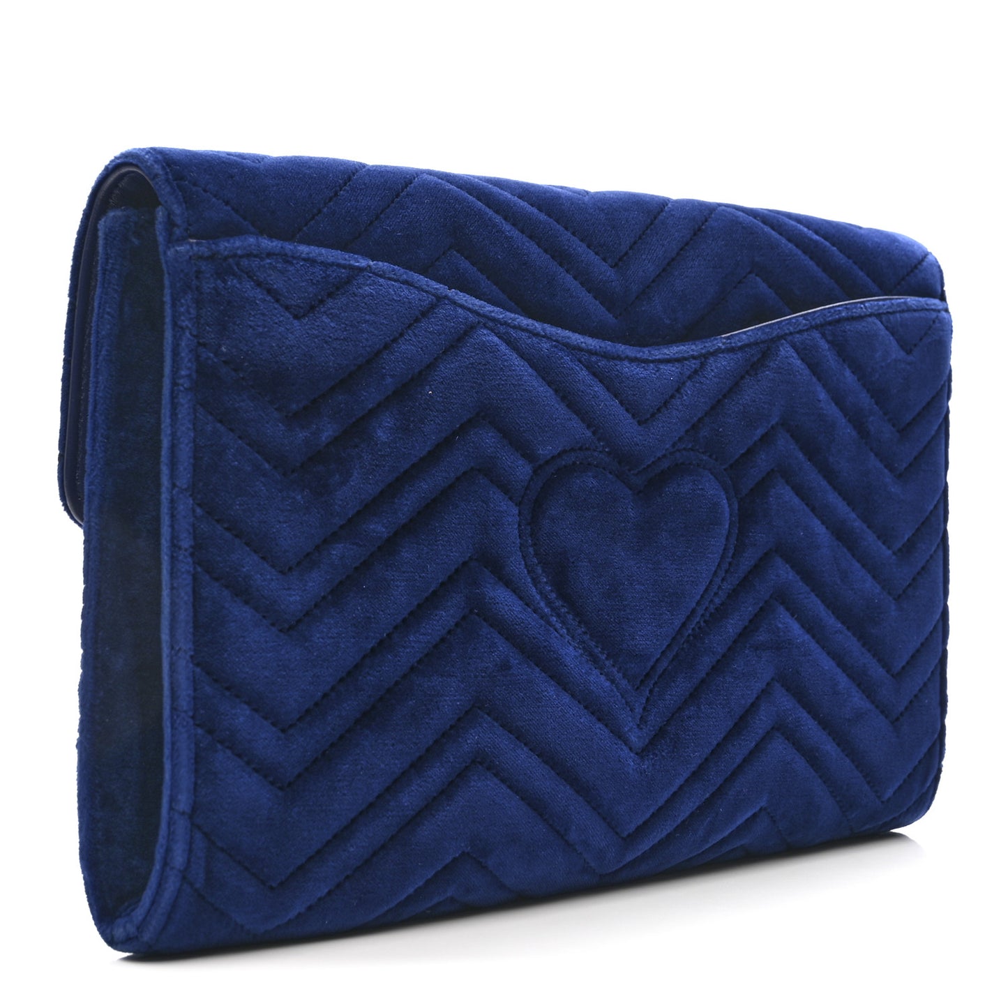 Velvet Matelasse GG Marmont Clutch Cobalt Blue