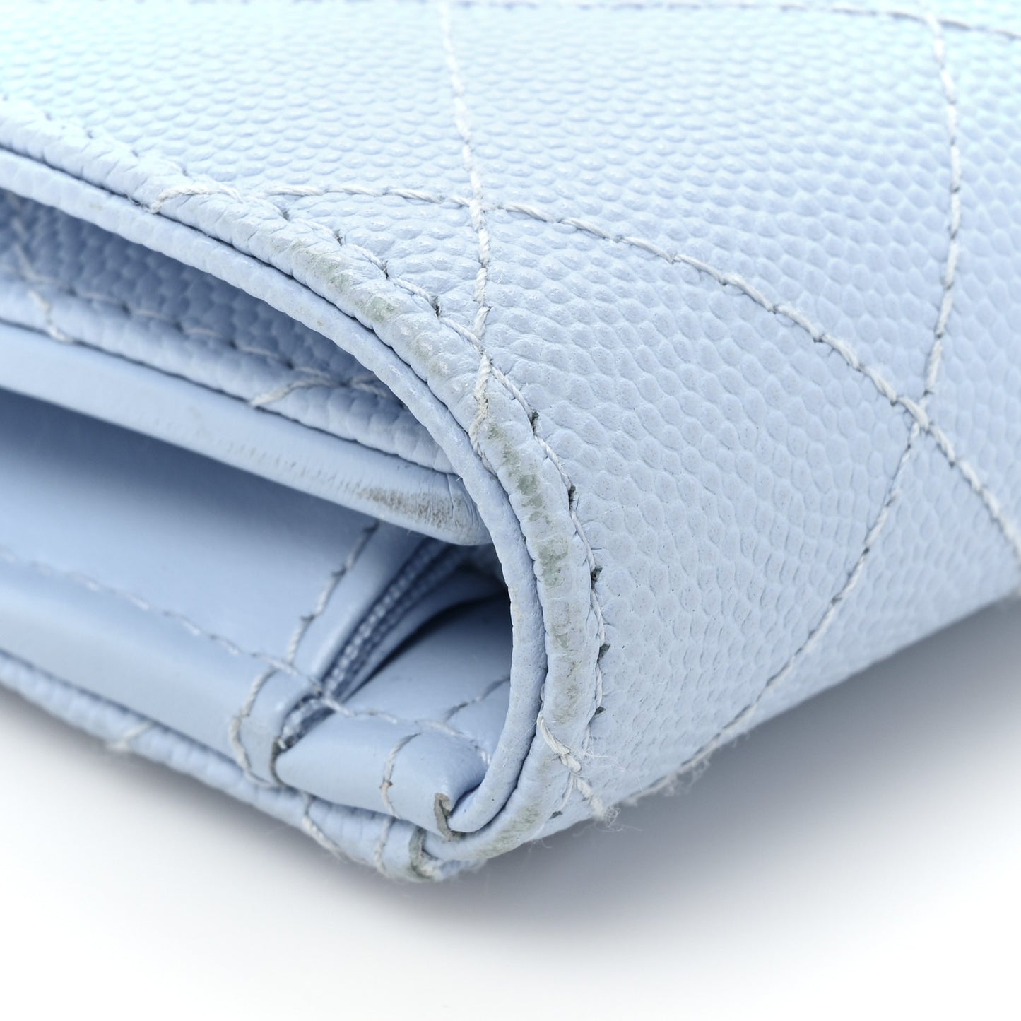 Caviar Quilted Medium Flap Wallet Light Blue