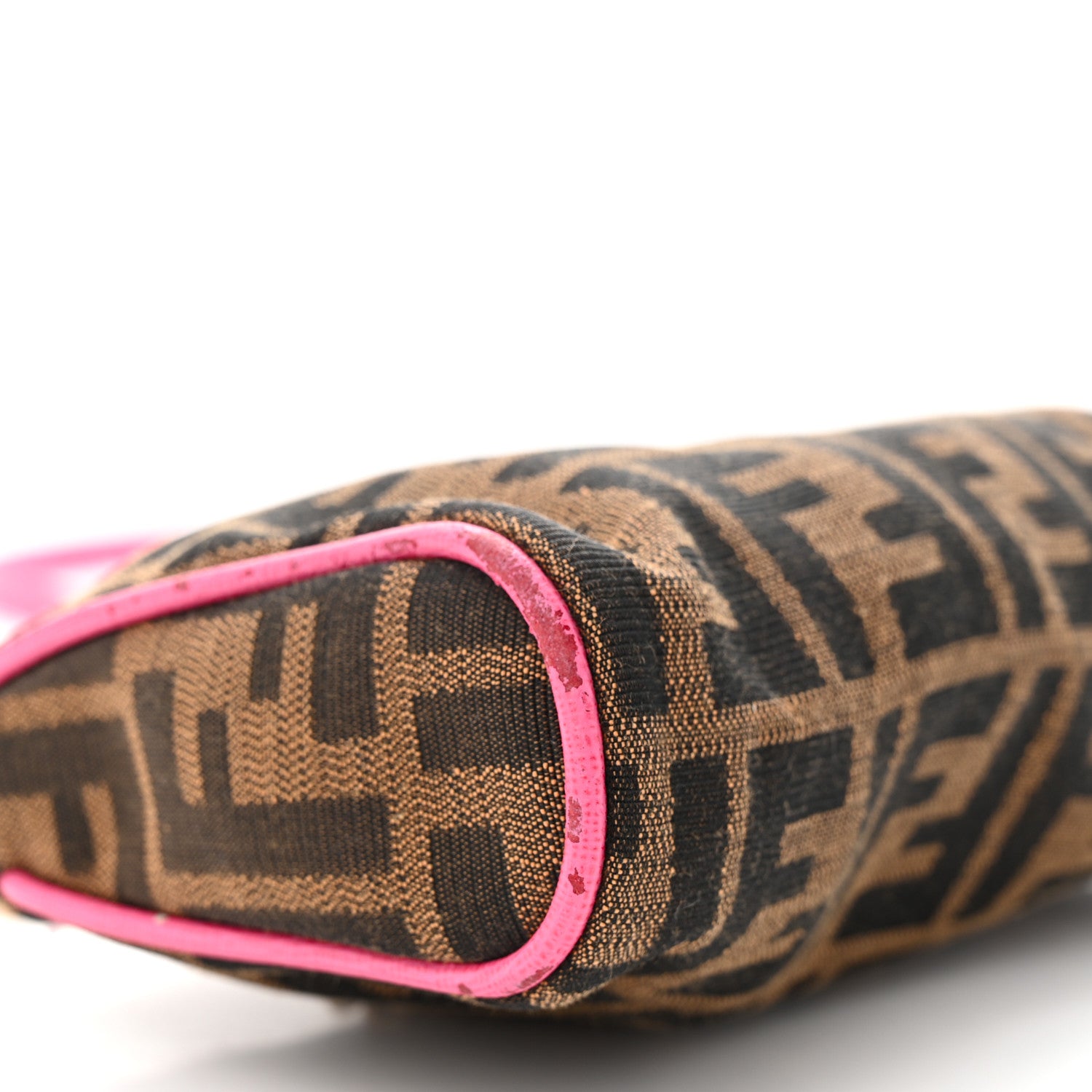 Fendi Zucca Vitello Elite Mini Pouch Crossbody Tobacco Fuxia 9 of 10