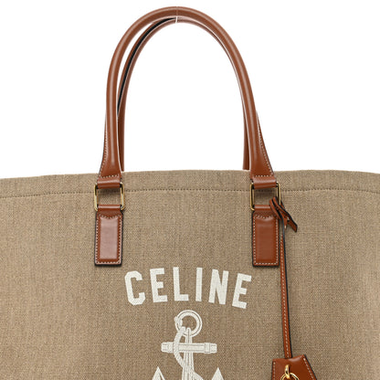 Celine Canvas Calfskin Paris Horizontal Cabas Tan 5 of 9