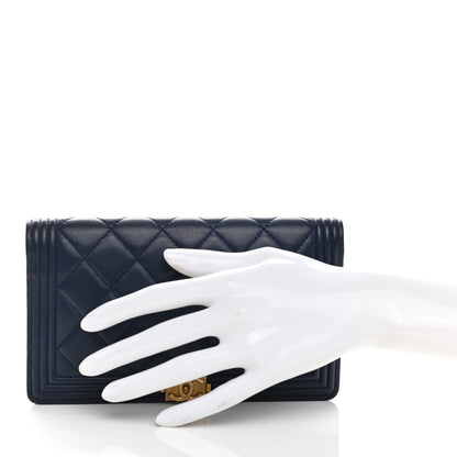 Chanel Lambskin Quilted Boy Yen Wallet Navy 2 of 9