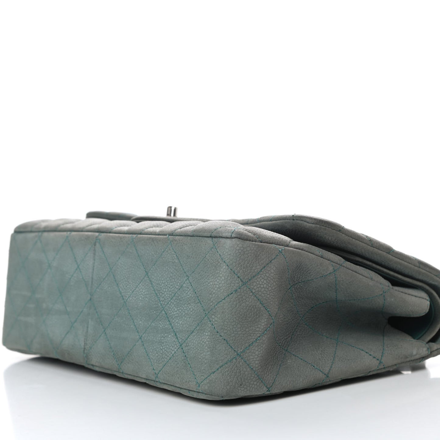 Iridescent Caviar Quilted Jumbo Double Flap Turquoise