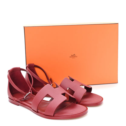 Hermes Epsom Santorini Sandals 38 Rouge H 10 of 10