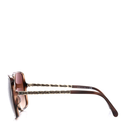 Chanel Acetate Metal Lambskin Chain Square Sunglasses 5210-Q Brown 3 of 8