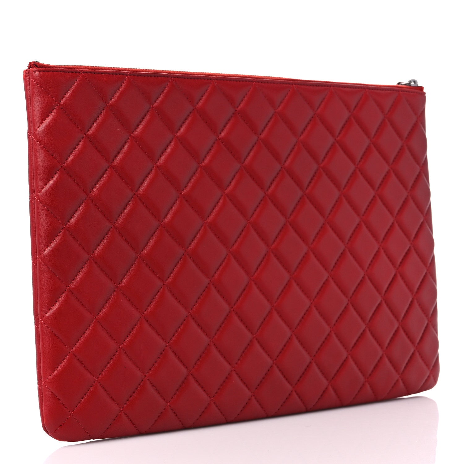 Chanel Lambskin Quilted Large Cosmetic Case Red 3 of 11