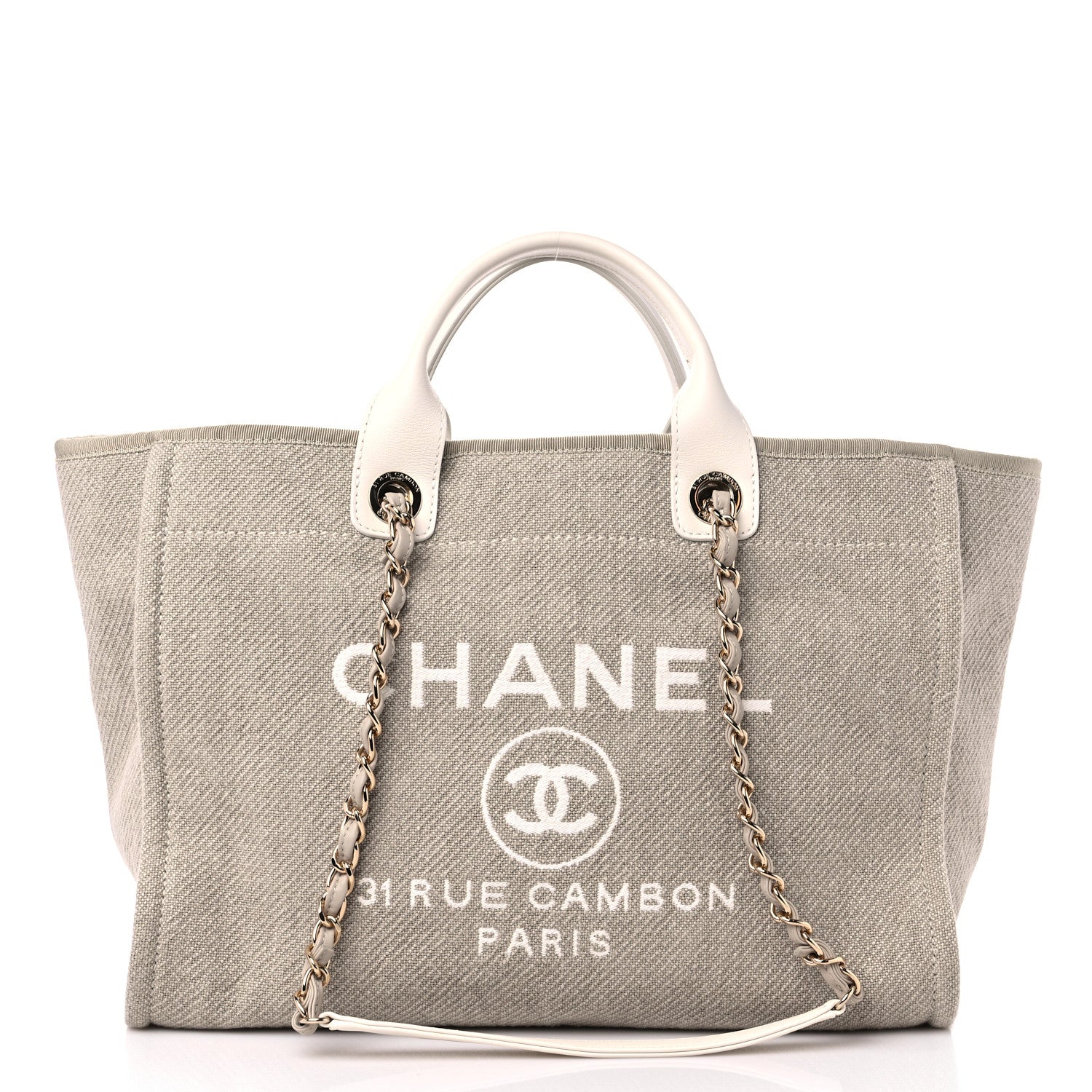 Chanel Mixed Fibers Calfskin Medium Deauville Tote Beige 2 of 10