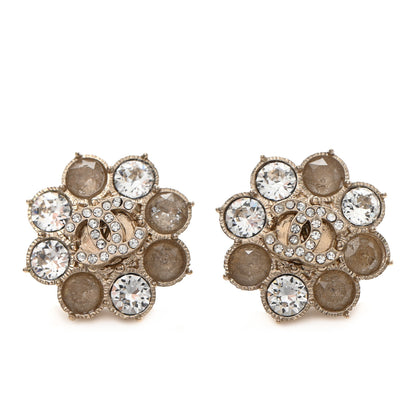 Chanel Crystal CC Flower Earrings Gold 3 of 5