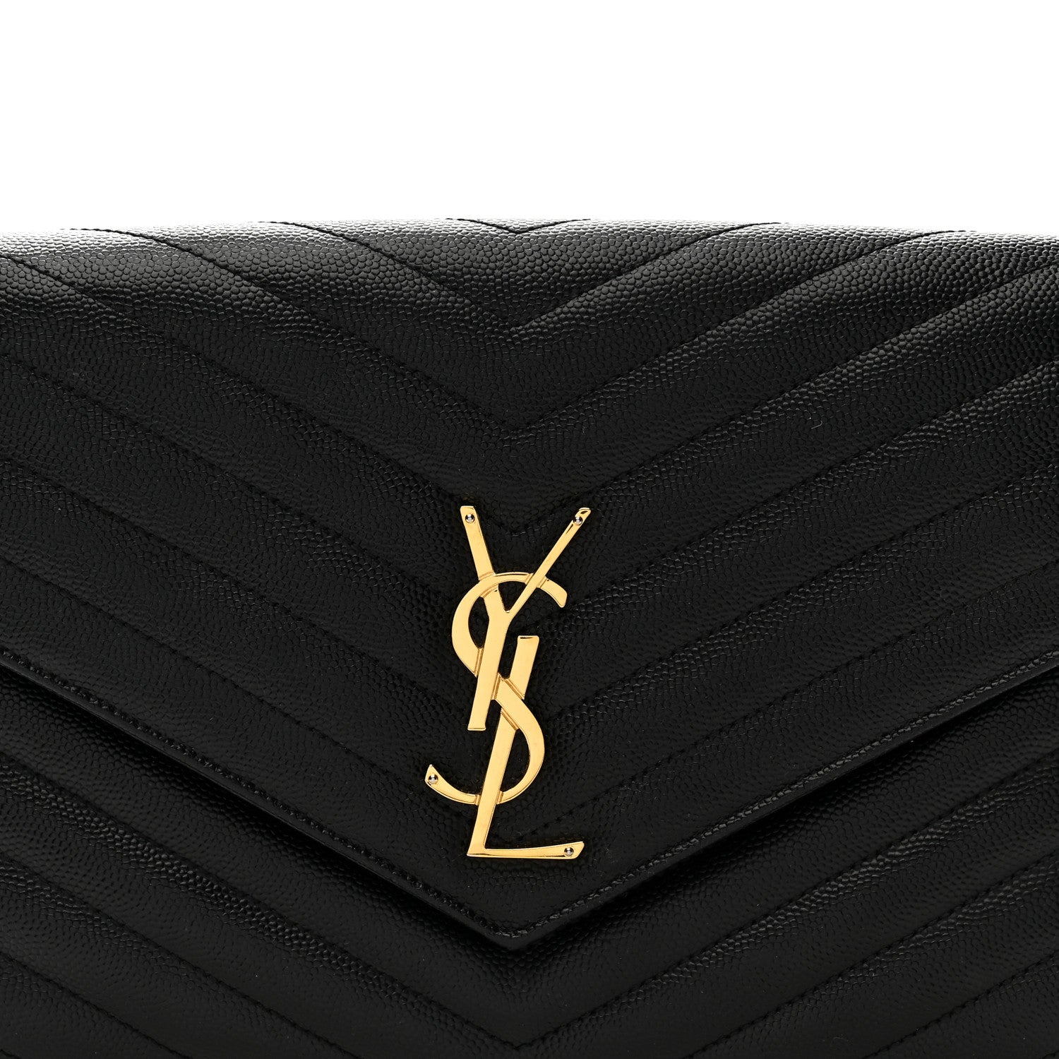 Saint Laurent Grain De Poudre Matelasse Chevron Monogram Envelope Clutch Black 8 of 11