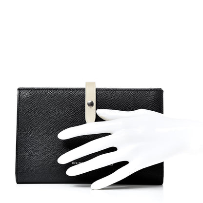 Celine Grained Calfskin Large Multifunction Strap Wallet Black Chalk 2 of 14