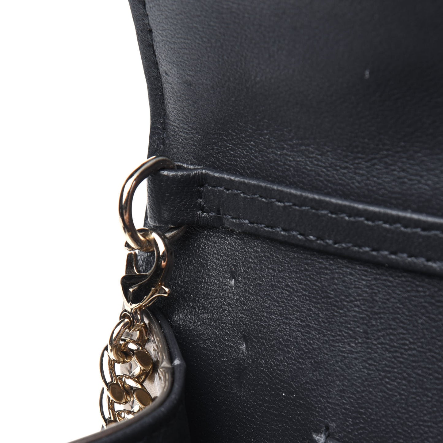 Metallic Patent Micro-Cannage Diorama Wallet on Chain Pouch Gold