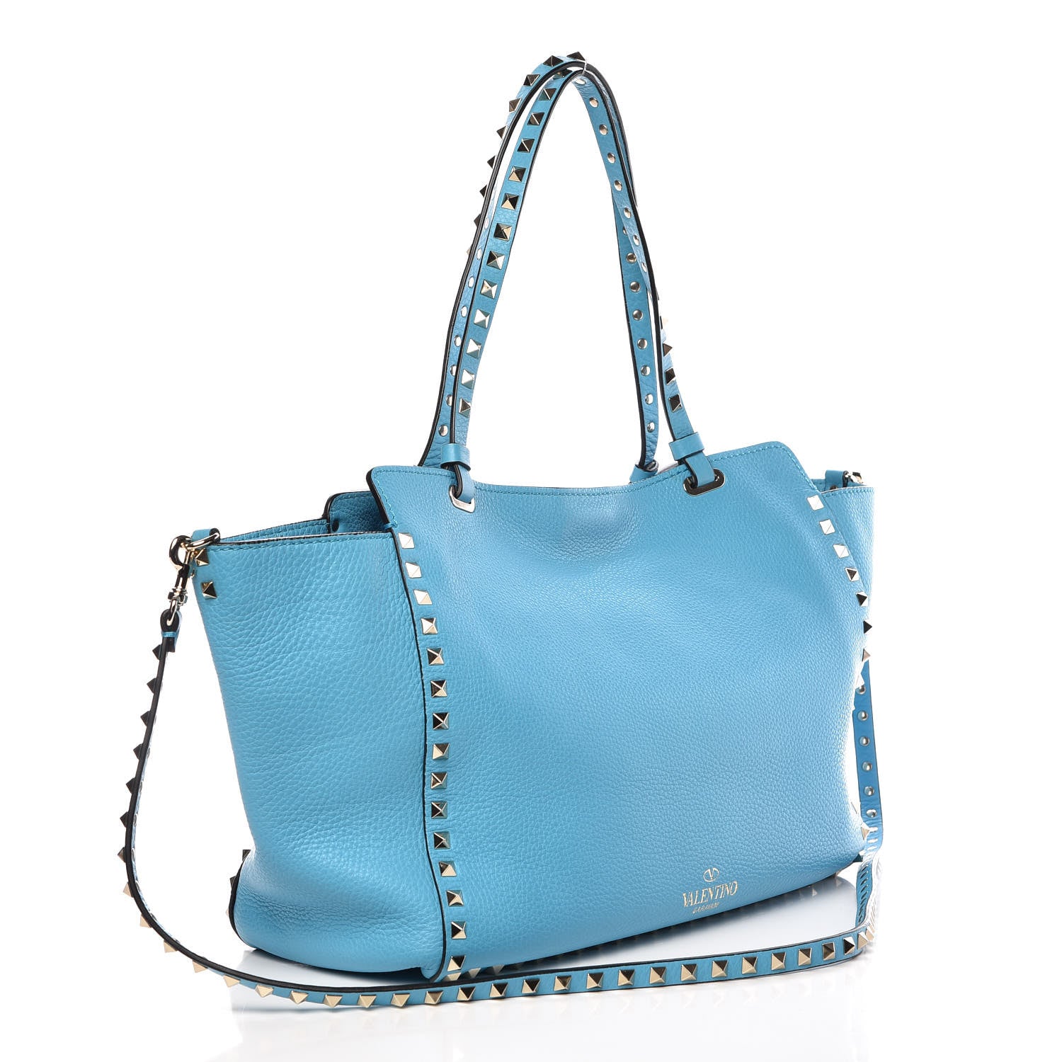 Valentino Garavani Pebbled Calfskin Medium Rockstud Tote Parrot 3 of 10