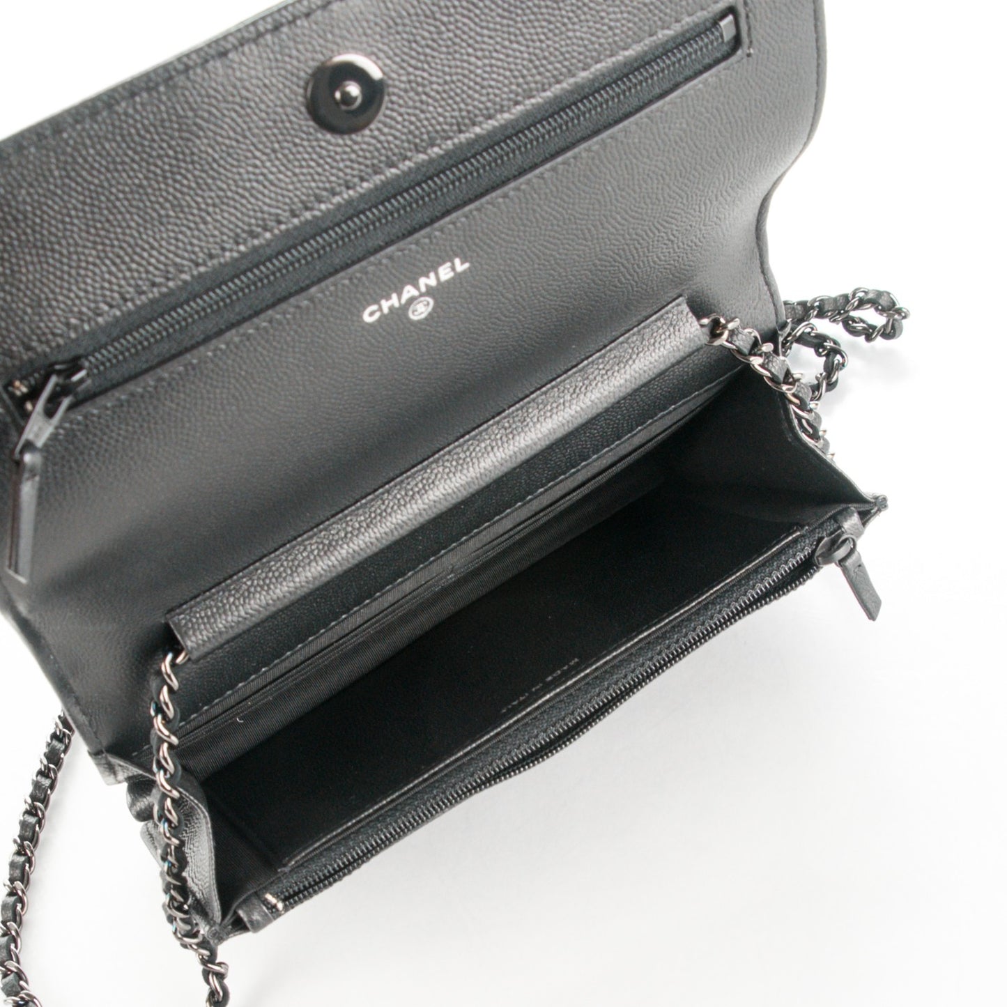 Calfskin Quilted Boy Wallet On Chain WOC So Black