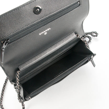 Chanel Calfskin Quilted Boy Wallet On Chain WOC So Black 5 of 8