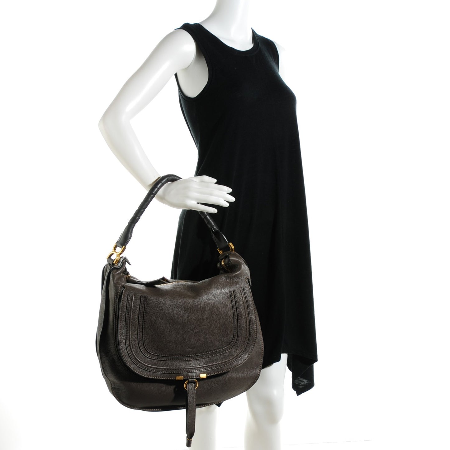 Calfskin Large Marcie Hobo Ash
