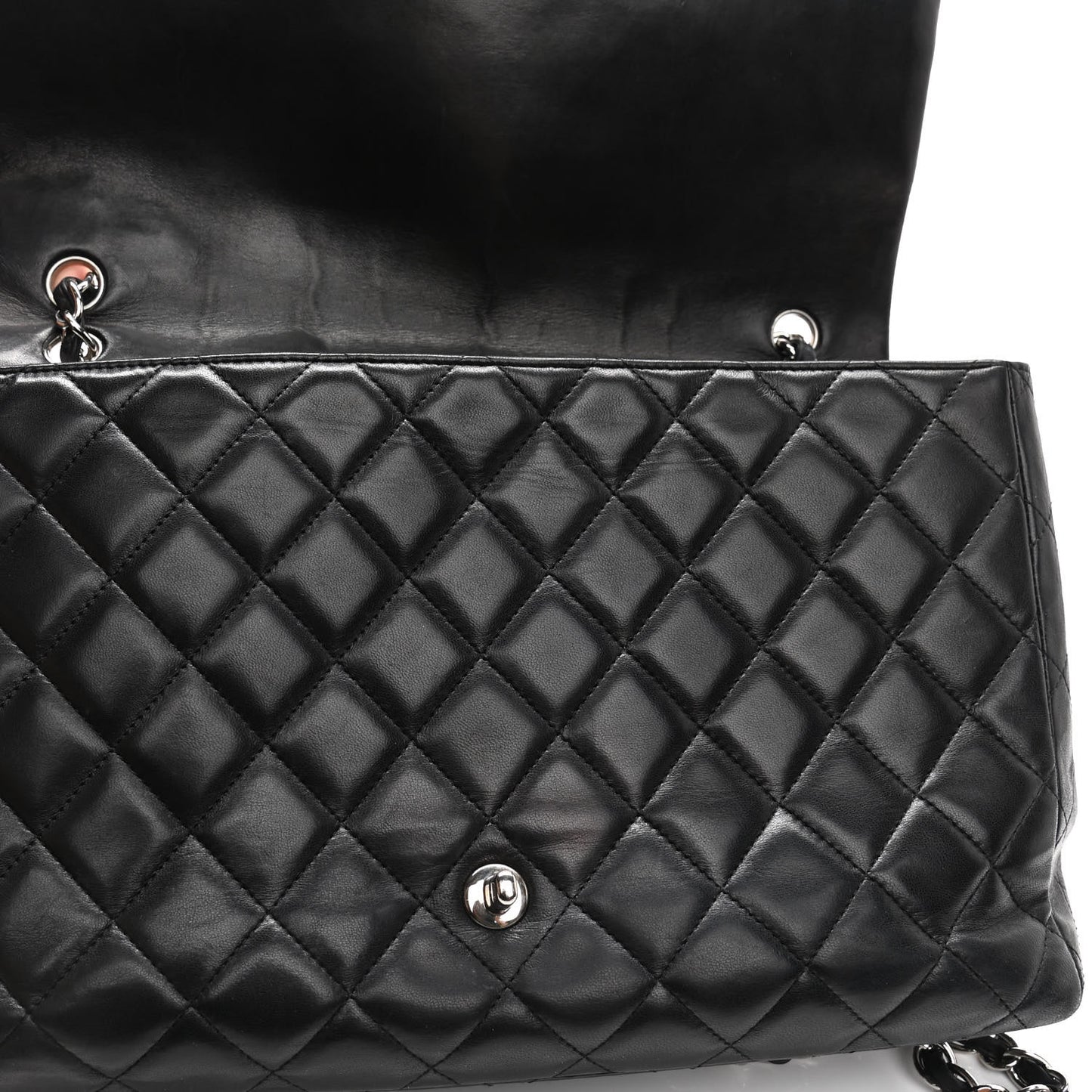 Lambskin Quilted Maxi Single Flap Black