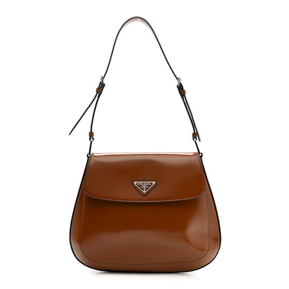 Prada Spazzolato Cleo Flap Adjustable Strap Shoulder Bag Tobacco 1 of 10