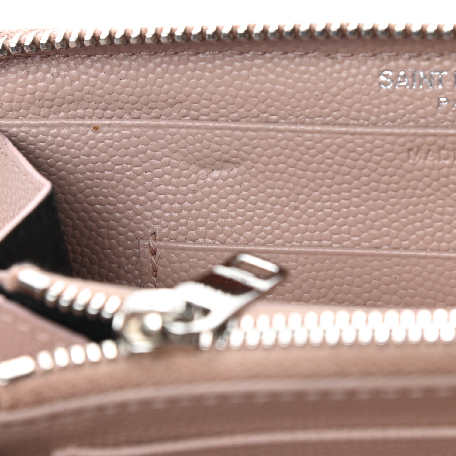 Saint Laurent Grain De Poudre Matelasse Chevron Monogram Zip Around Wallet Pink 7 of 7
