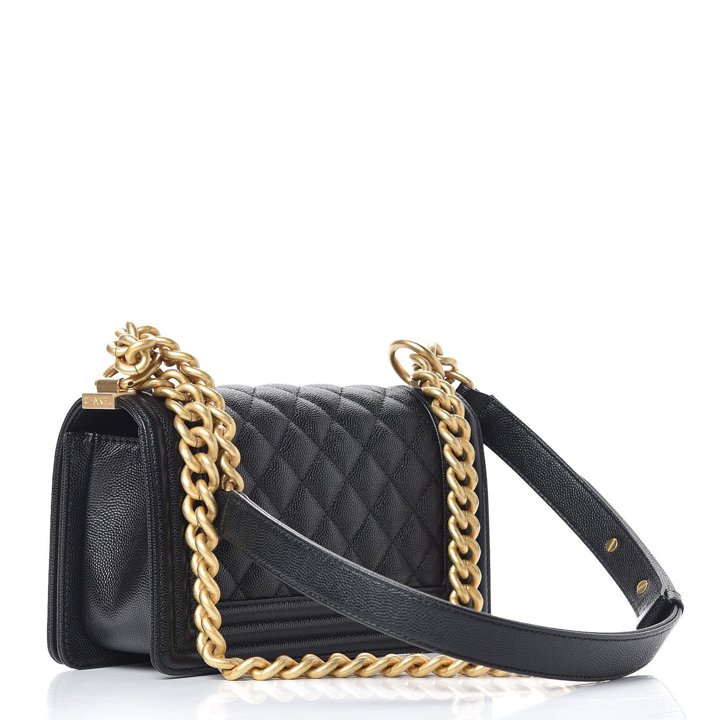 Caviar Quilted Small Boy Flap Black