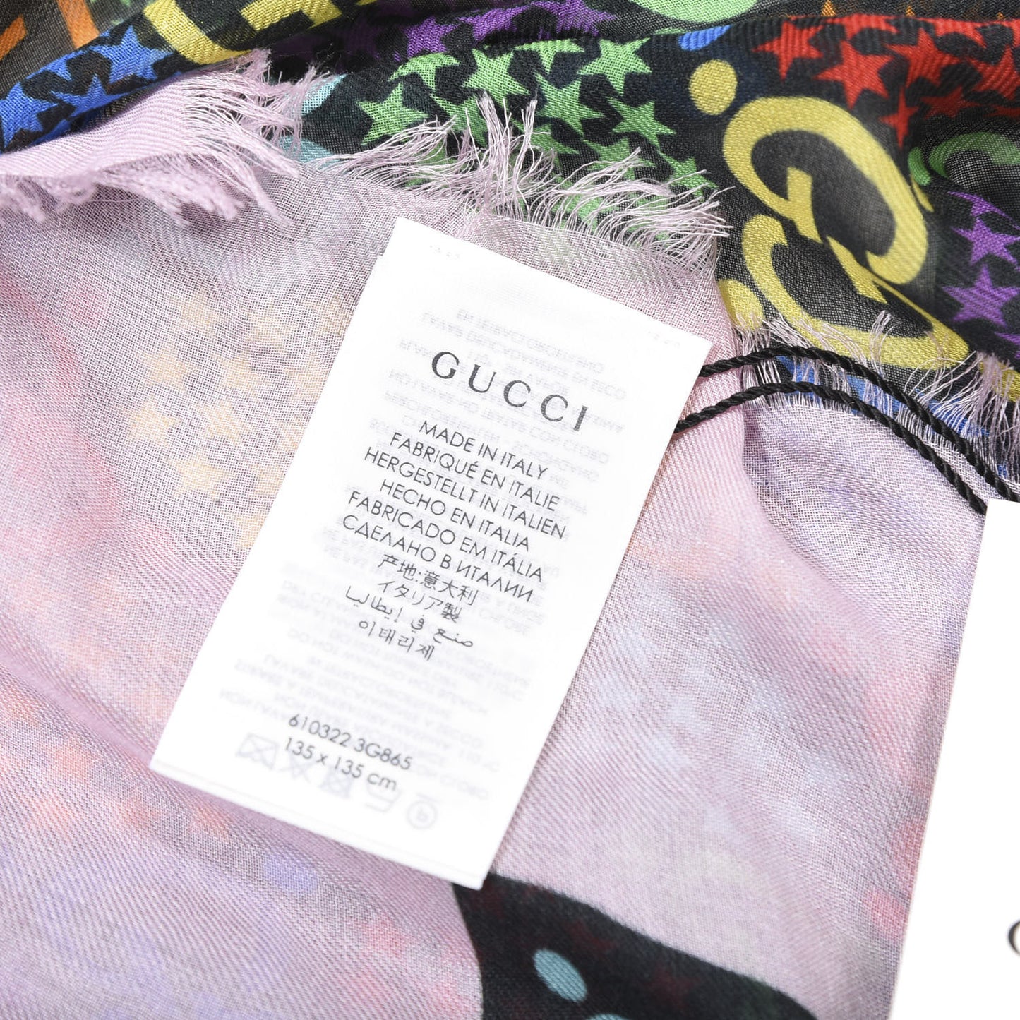 Silk Twill Lady GG Psychedelic Square Scarf Black Pink