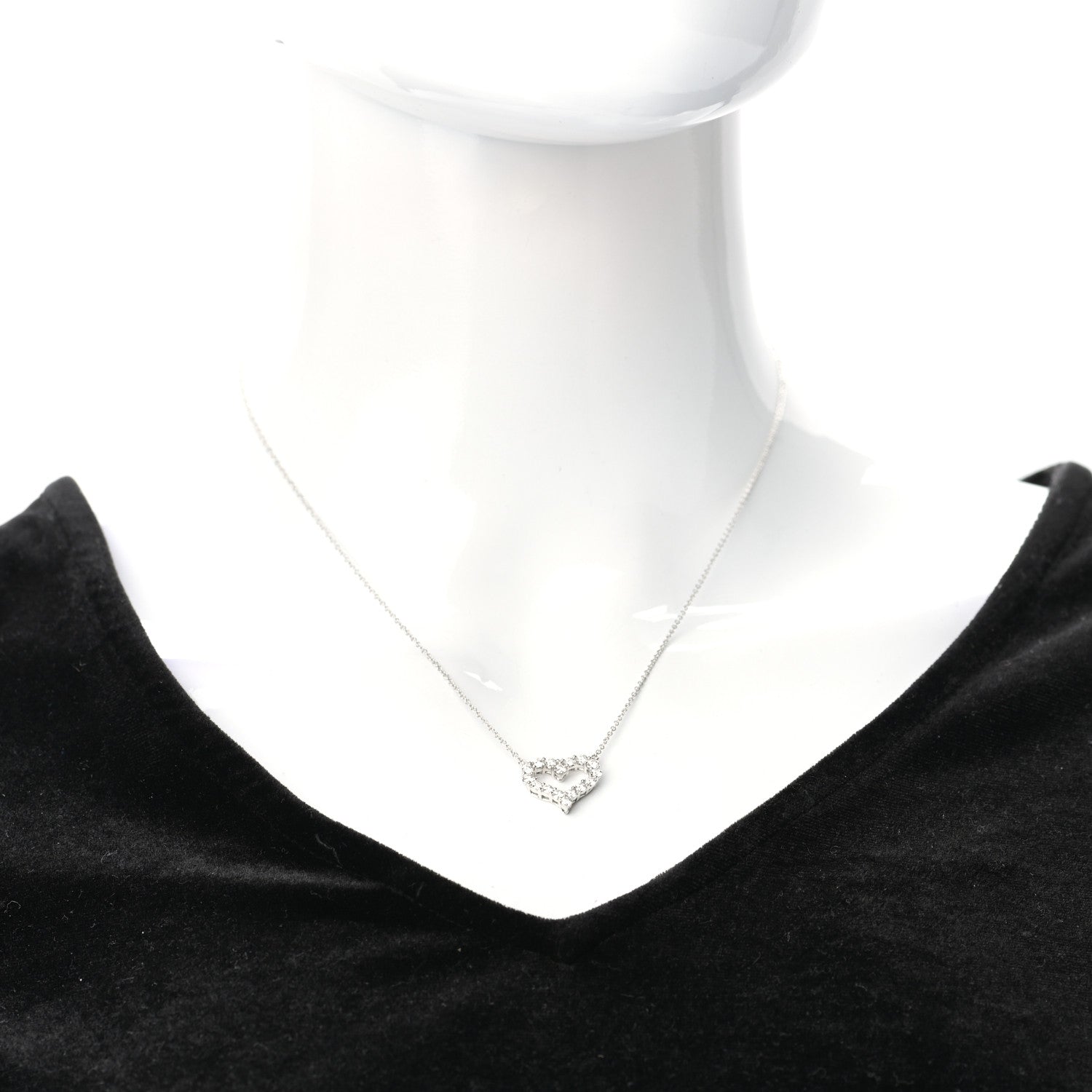Tiffany Platinum Diamond Small Heart Pendant Necklace 2 of 6
