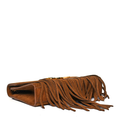 Saint Laurent Suede Fringe Small Monogram Satchel Light Ocre 4 of 10