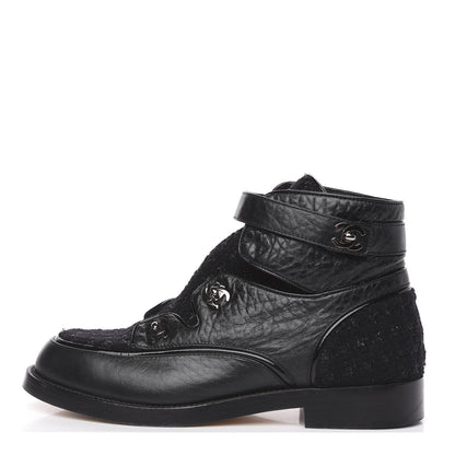 Chanel Fantasy Tweed Lambskin CC Short Boots 40 Black 1 of 7