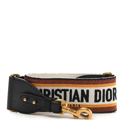 Christian Dior Canvas Embroidered Shoulder Strap Orange Multicolor 1 of 4